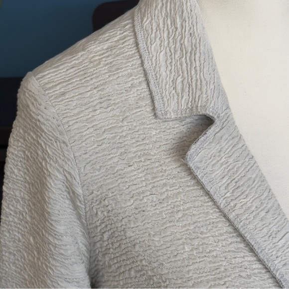 Eileen Fisher Knit Organic Cotton Blazer Stone Gray Women’s size Large Petite - Picture 2 of 13